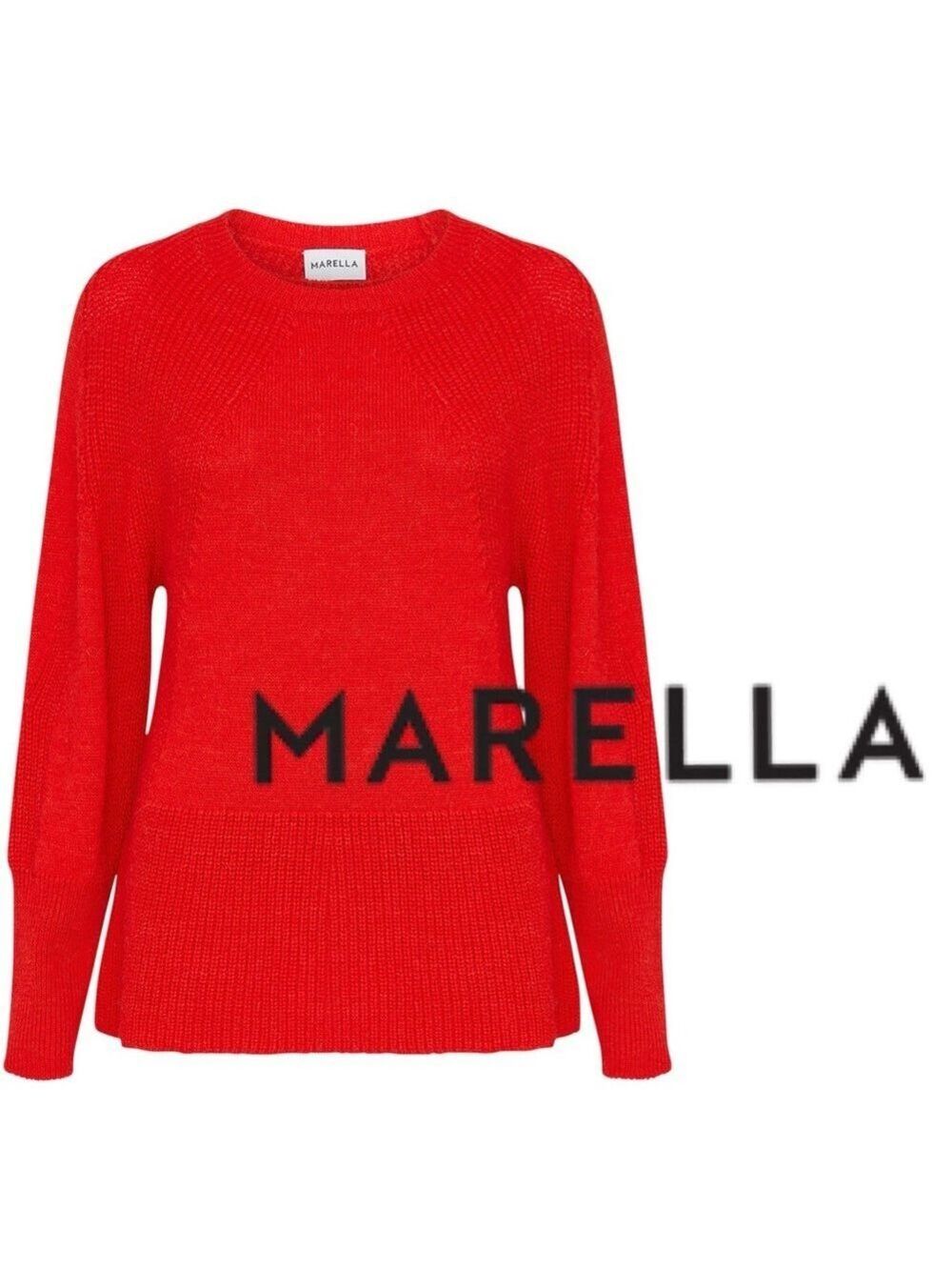 Marella Women’s Red Alpaca Blend Rib Knit Sweater XL NWT Relaxed Fit MSRP $295